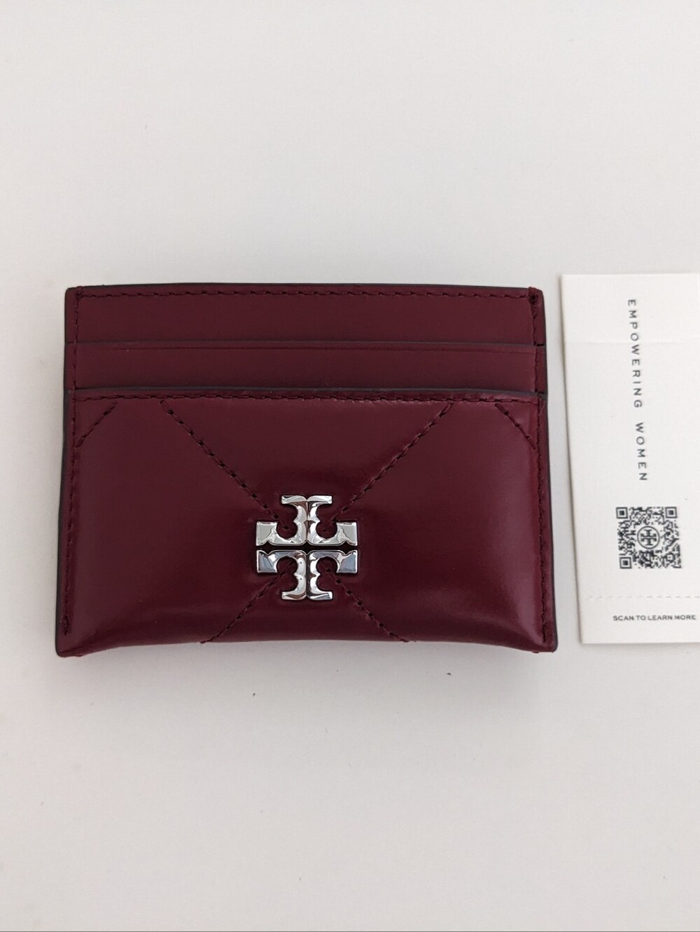 NWT! Tory Burch Kira Diamond Quilt Card Case Wallet In Red